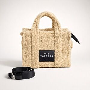 Marc Jacobs Cream Sherpa Tote with Black Strap